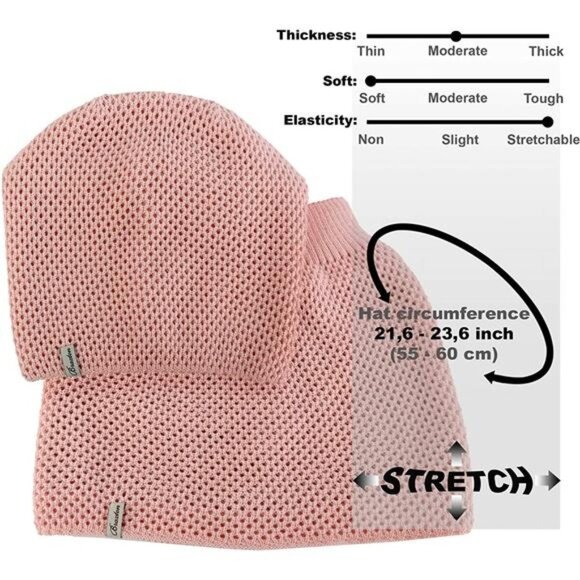Women\'s Hat and Scarf Set Knit Winter Plain Beanie Neck Warmer, Pink